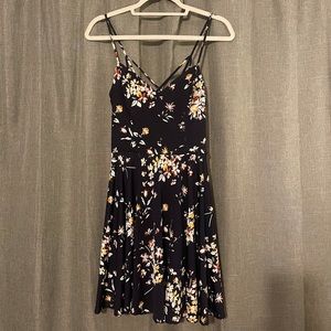 Floral Spaghetti Strap Cross Back Dress
